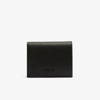 Lacoste Chantaco Small Piqué Leather Snap Wallet - Peněženka Dámské Černé | CZ-FR2vcM